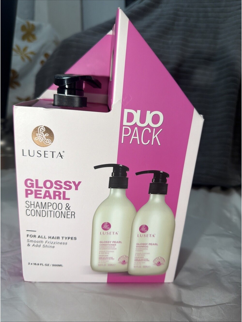 Luseta Glossy Pearl Shampoo & Conditioner Duo 16.9oz/500ml Anti-Frizz Shine New